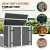 4.6X2.4 Ft Resin Outdoor Storage Shed With Hydraulic Lid & Ramp Lockable Horizontal Storage Cabinet For Garden Tools Firewood Outdoor Supplies And Pet