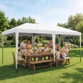 10' x 19.2' Outdoor Gazebo Pop Up Canopy Party Tent with Carrying Bag, White
