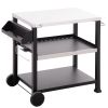 Grill Cart Table Outdoor, 3-Shelf Stainless Steel, Pizza Oven Stand, Black with BBQ Wheels & Side Handle