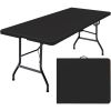 6 Foot Folding Table,Fold in Half Plastic Table,Indoor Outdoor Picnic Party Dining Camp Tables,Black