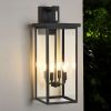 26"(H) 1ps Modern Outdoor Wall Lanterns with Black Metal Frame and Clear Glass, 4 E12 Bulb Socket, Weatherproof Wall Sconces for Porch, Garden