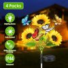 Decorative Solar Sunflower Garden Lights,4 Pack Decorative Butterfly Accent, 2 Lighting Modes, IP44 Waterproof Solar Powered Lights for Outdoor Garden