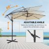 10FT Round Banana Hanging Patio Umbrella with 18 LED Lights, 6 Iron Ribs, Iron Straight & Curved Pole, Waterproof Polyester Canopy