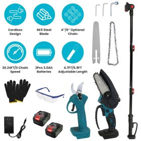 4-in-1 Pole Pruning Shears, Electric Pruning Shears & pole saws for tree trimming with 7 adjustable head angles