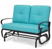 2 Seats Outdoor Swing Glider Chair Comfortable Cushions Wooden Frame Garden Swings for Backyard Porch Park