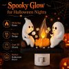 Ghost Campfire Night Light, Plug-in Wall Flickering Flame Nightlight, Halloween 3D Cute Spooky Marshmallow Ghost Decoration for Bedroom