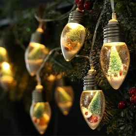 6.6FT Christmas Vintage Decor String Light - 10LED Snow Globe Bulbs String Lights with Tree & Snow & Cute Ornaments Christmas Indoor decorations for H