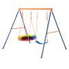 Swing Sets for Backyard, 440lbs Load Capacity Swing Set, with 1 Saucer Swing Seat, 1 Belt Swing Seat