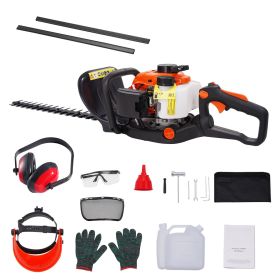 23.2-inch 26CC 2 Cycle Gas Hedge Trimmer, Gas Powered Handheld Hedge Trimmer with Dual Sided Dual Action Blade, 180° Adjustable Trimmer Head