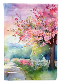 Michigan Apple Blossoms in Watercolor House Flag Large Porch Sleeve Pole Decorative Outside Yard Banner Artwork Wall Hanging, Polyester, House Size