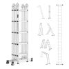 Multi-Purpose Folding Ladder, 7-in-1 Tall Extension Step Ladder, A Frame 5 Step Telescoping Ladder, 19ft Reach Height Heavy Duty Adjustable Ladder