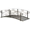 6' Metal Arch Backyard Garden Bridge, Safety Siderails, Arc Footbridge for Backyard Creek, Stream, Pond, Bronze