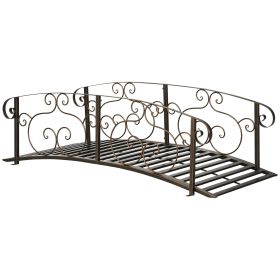 6' Metal Arch Backyard Garden Bridge, Safety Siderails, Arc Footbridge for Backyard Creek, Stream, Pond, Bronze