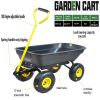 Foldable Multi-Functional Garden Dump Wagon Cart with Steel Frame 10 Inch Pneumatic Tires 55L Heavy Duty Utility Cart 300lb Capacity for Yard Lawn Out