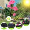 2Pcs Solar Powered Lights Outdoor Rose Flower Led Decorative Lamp Water Resistant Pathway Stake Lights For Garden Patio Yard Walkway