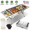 Foldable Charcoal Grill Portable Bbq Grill With Storage Shelf, Carry Handle, Air Vent Design, Chrome-Plated Grill Grate, 10 Skewers, Outdoor Barbecue