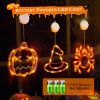 3 Pack Halloween Window Light Spider Witch Hat Pumpkin With Orange Light Hanging Halloween Decoration Light With Suction Cup Hanging Holes