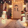 3Pcs 2D Christmas Snowman Yard Decoration Snowman Family Outdoor Decoration With 60Pcs Led Warm Yellow Lights Ip44 Waterproof For Christmas Indoor Out