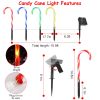 Solar Christmas Candy Cane Light Ip55 Waterproof Stake Light Lamp For Patio Yard Garden Pathway Outdoor Christmas Decorative Light