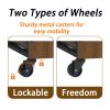 27.2" Dog Crate Furniture With Lockable Wheels Heavy Duty Wooden Dog Kennel With 2 Doors Steel Metal Pet Cage End Table Brown Indoor Dog House For Sma