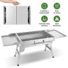 Foldable Charcoal Grill Portable Bbq Grill With Storage Shelf, Carry Handle, Air Vent Design, Chrome-Plated Grill Grate, 10 Skewers, Outdoor Barbecue