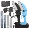Electric Mini Chainsaw Portable Handheld Cordless Small Chain Saw Battery Powered With 2Pcs 2200Mah Rechargeable Batteries 4In/6In Chains For Pruning
