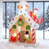 7.2Ft Inflatable Gingerbread House Christmas Decoration With Warm White Led Lights Built-In Fan 6 Ground Stakes & 2 Tether Ropes Outdoor Yard Lawn Hol
