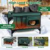 Waterproof Heated Cat House Outdoor Weatherproof Insulated Kitty Shelter Feral Cat Heating Bed With Heating Pad Anti-Chew Cord 2 Doors 3 Windows For I