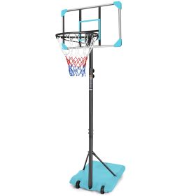 Portable Kids Basketball Hoop With Wheels, Height Adjustable 5.6 To 7Ft Basketball Goal System Indoor Outdoor For Kids Teens Adults