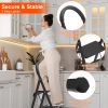 3-Step Foldable Ladder With Wide Anti-Slip Pedal Safety Locking Design Soft Handgrip Portable Lightweight Folding Step Stool 330Lbs Load Capacity For