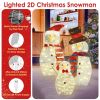 3Pcs 2D Christmas Snowman Yard Decoration Snowman Family Outdoor Decoration With 60Pcs Led Warm Yellow Lights Ip44 Waterproof For Christmas Indoor Out