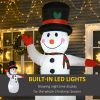 8Ft Inflatable Waving Snowman Christmas Decoration With Warm White Led Lights Built-In Fan 5 Ground Stakes 3 Tether Ropes & Sandbag Outdoor Yard Lawn