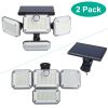 2 Pack Solar Powered Wall Lights Ip44 Waterproof Motion Sensor Lights With 4 Adjustable Heads 333Pcs Led Beads 120° Sensing Angle Remote Control For Y