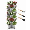 7 Tier Stackable Vertical Planter With Wheels Strawberry Planter Tower Space Saving Garden Planter With Drainage System Rolling Herb Flower Vegetable