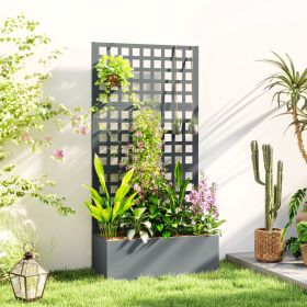 Galvanized Raised Garden Bed Planter Box with Trellis for Climbing Plants, Vegetable, Vines, 35" x 16" x 70", Gray