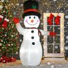 8Ft Inflatable Waving Snowman Christmas Decoration With Warm White Led Lights Built-In Fan 5 Ground Stakes 3 Tether Ropes & Sandbag Outdoor Yard Lawn