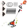 Cordless Grass Trimmer With Wheels 2Pcs 3.0Ah Batteries Rechargeable Handhold Lawn Mower With 3 Types Of Blades Head Angle Adjustable Lightweight For