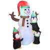 5.9Ft Christmas Inflatable Outdoor Decoration Snowman Penguin Blow Up Yard Decoration With Led Light Built-In Air Blower For Winter Holiday Xmas Garde