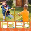 3-Seat Kids Rocking Seesaw Outdoor Playground Equipment Stainless Steel Teeter Totter With Eva Foam Cover Handles & Backrests Toddler Swing 220Lbs Max