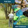 2-In-1 Cordless Pole Saw And Mini Chainsaw With Extension Pole 21V Battery 6” Electric Brushless Pole Chainsaw With Digital Display Auto Oiler Safety
