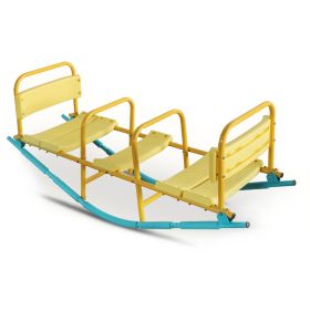 3-Seat Kids Rocking Seesaw Outdoor Playground Equipment Stainless Steel Teeter Totter With Eva Foam Cover Handles & Backrests Toddler Swing 220Lbs Max