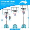 Portable Kids Basketball Hoop With Wheels, Height Adjustable 5.6 To 7Ft Basketball Goal System Indoor Outdoor For Kids Teens Adults
