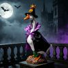 Porch Goose Halloween Costume For 23" Goose Statue Purple Black Stand Collar Cape & Pumpkin Spider Wizard Hat Halloween Yard Decor