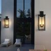 26"(H) 1ps Modern Outdoor Wall Lanterns with Black Metal Frame and Clear Glass, 4 E12 Bulb Socket, Weatherproof Wall Sconces for Porch, Garden