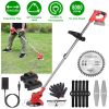 Electric Cordless Grass Trimmer Rechargeable Lawn Mower Weed Cutter with 2 Alloy Saw Blades 2 Alloy Blades 10 Plastic Blades 2 Rechargeable Batteries