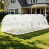Heavy Duty Waterproof Plastic Greenhouse Cover Replacement with 12 Windows Door And Reinforcement Grid for Hoop House White