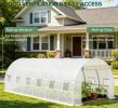 Heavy Duty Waterproof Plastic Greenhouse Cover Replacement with 12 Windows Door And Reinforcement Grid for Hoop House White