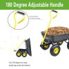 Foldable Multi-Functional Garden Dump Wagon Cart with Steel Frame 10 Inch Pneumatic Tires 55L Heavy Duty Utility Cart 300lb Capacity for Yard Lawn Out