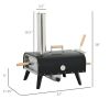 Pellet Wood Fired Pizza Oven, Outdoor Pizza Maker with 12" Rotating Stone, Peel and Waterproof Cover, Black