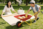 Children's metal wheelbarrow, Maximum load capacity: 33LBS,children's heavy wheelbarrow, metal structure wheelbarrow, steel tray